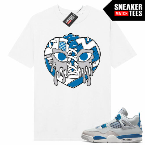 Military Blue 4s Sneaker Tees Match White Sneaker Heart