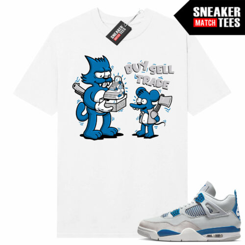 Military Blue 4s Sneaker Tees Match White Sneaker Reselling