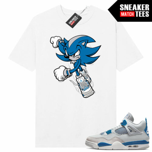 Military Blue 4s Sneaker Tees Match White Sonic Kicks