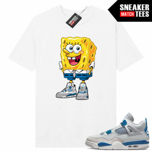 Military Blue 4s Sneaker Tees Match White Spongebob Got em