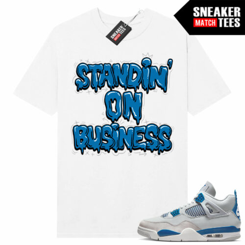 Military Blue 4s Sneaker Tees Match White Standin On Business