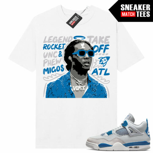 Military Blue 4s Sneaker Tees Match White Takeoff Tribute