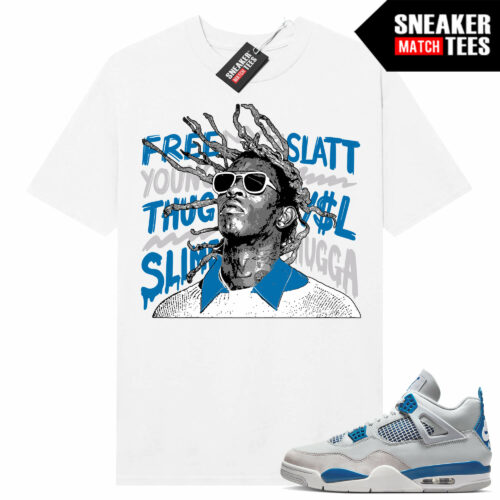 Military Blue 4s Sneaker Tees Match White Thugga Tribute