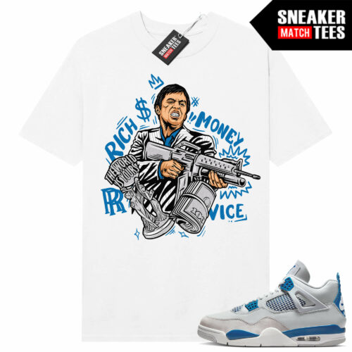 Military Blue 4s Sneaker Suede Tees Match White Tony the Final Scene