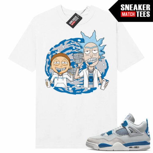 Military Blue 4s Sneaker Tees Match White Trap Rick And Morty
