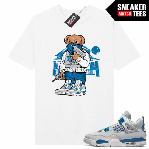 Military Blue 4s Sneaker Tees Match White Trappin Bear