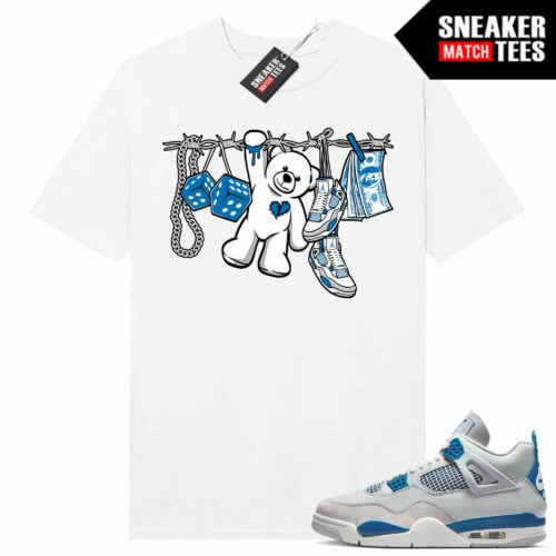 Military Blue 4s Sneaker Tees Match White Vice Bear