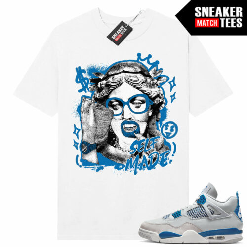 Military Blue 4s xiii Tees Match White Self Made