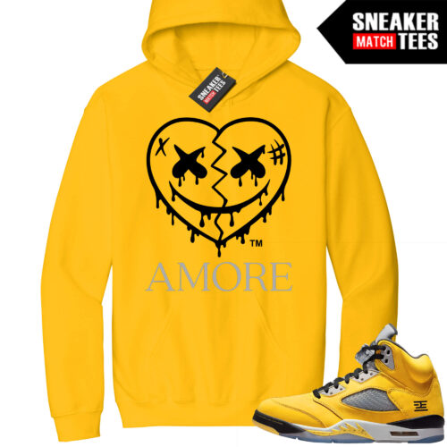 Jordan 5 Tokyo Sneaker Match Hoodie Yellow AMORE