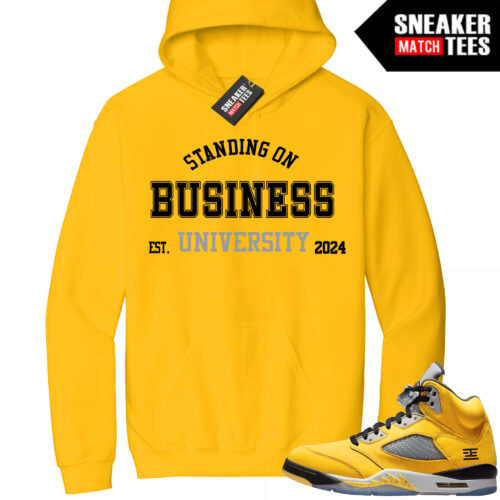 Jordan 5 Tokyo Sneaker Match Hoodie Yellow Business University