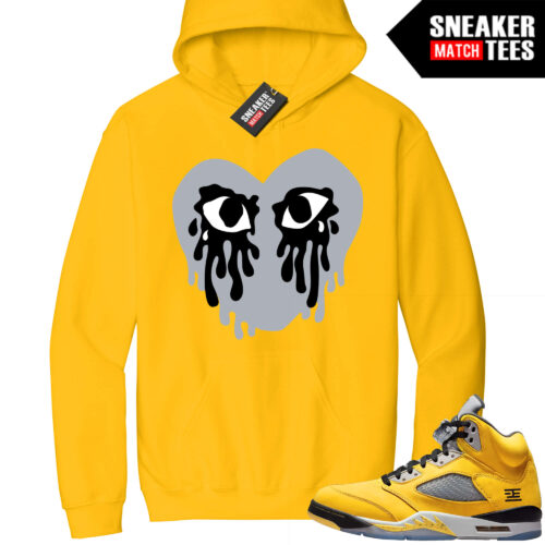 Jordan 5 Tokyo Sneaker Match Hoodie Yellow Crying Heart