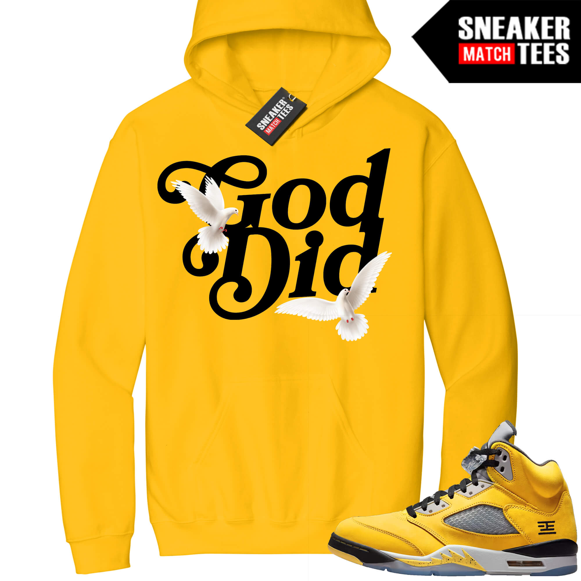 Jordan 5 Tokyo Sneaker Match Hoodie Yellow God Did