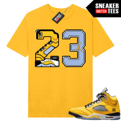 Jordan 5 Tokyo Sneaker Match Tees Yellow 23