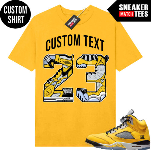 Jordan 5 Tokyo Sneaker Match Tees Yellow 23 Mashup Custom