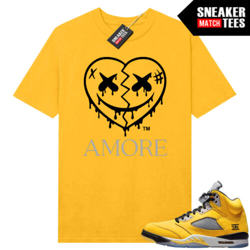 Jordan 5 Tokyo Sneaker Match Tees Yellow Amore