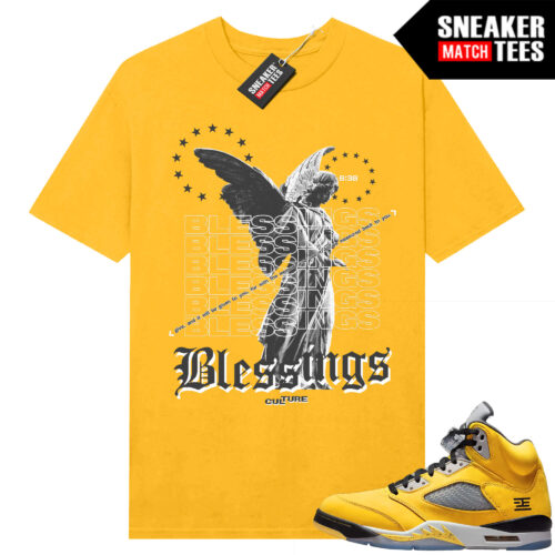 Jordan 5 Tokyo Sneaker Match Tees Yellow Blessings