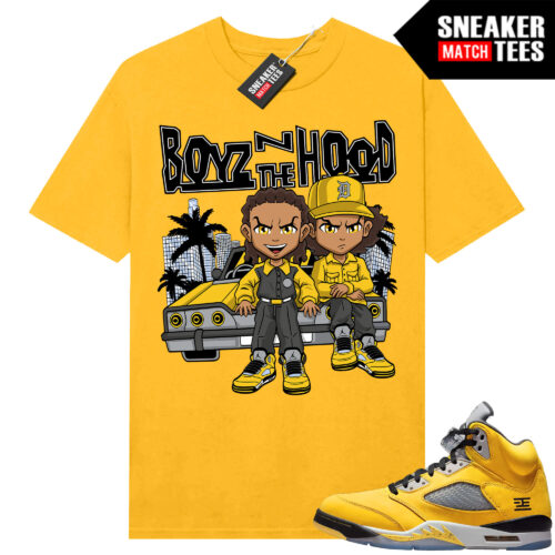 Jordan 5 Tokyo Sneaker Match Tees Yellow Boyz N The Hood Parody