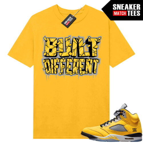 Jordan 5 Tokyo Sneaker Match Tees Yellow Built Different V2