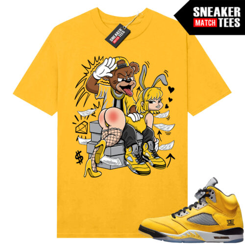 Jordan 5 Tokyo Sneaker Match Tees Yellow Bunny Slap