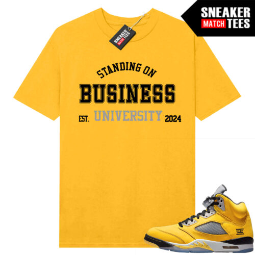 Jordan 5 Tokyo Sneaker Match Tees Yellow Business University