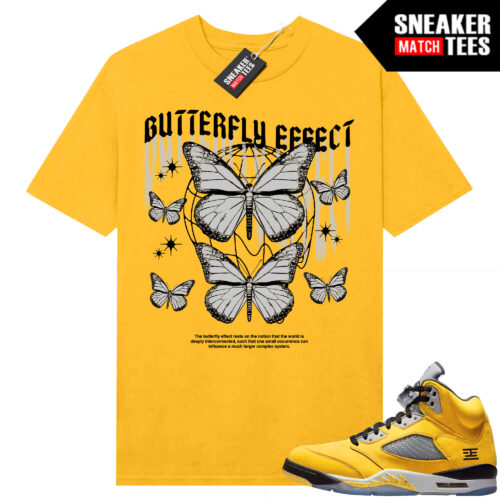 Jordan 5 Tokyo Sneaker Match Tees Yellow Butterfly Effect