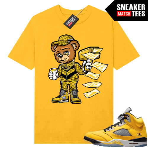 Jordan 5 Tokyo Sneaker Match Tees Yellow Cash Canon Bear