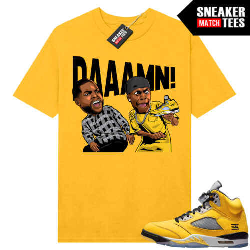 Jordan 5 Tokyo Sneaker Match Tees Yellow DAAAMN