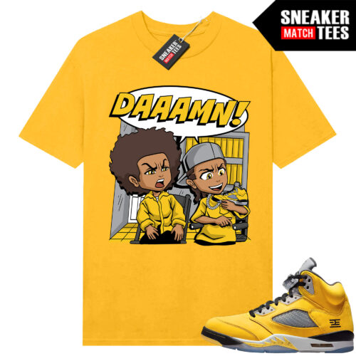 Jordan 5 Tokyo Sneaker Match Tees Yellow DAAAMN Parody