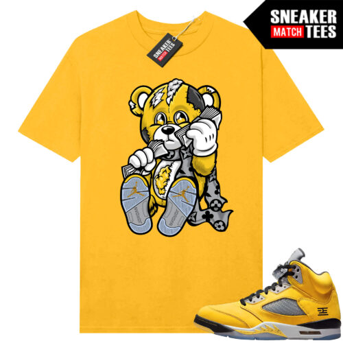 Jordan 5 Tokyo Sneaker Match Tees Yellow Designer Bear