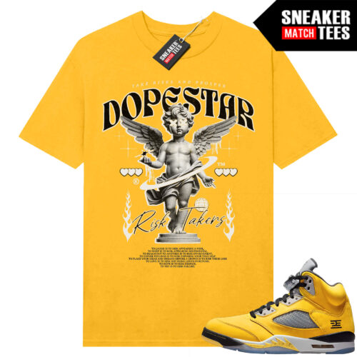 Jordan 5 Tokyo Sneaker Match Tees Yellow Dopestar Risktakers