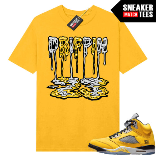 Jordan 5 Tokyo Sneaker Match Tees Yellow Drippin 23