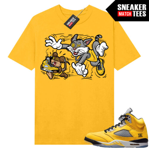 Jordan 5 Tokyo Sneaker Match Tees Yellow Finessed
