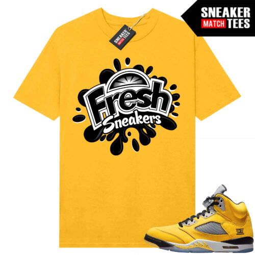 Jordan 5 Tokyo Sneaker Match Tees Yellow Fresh Sneakers