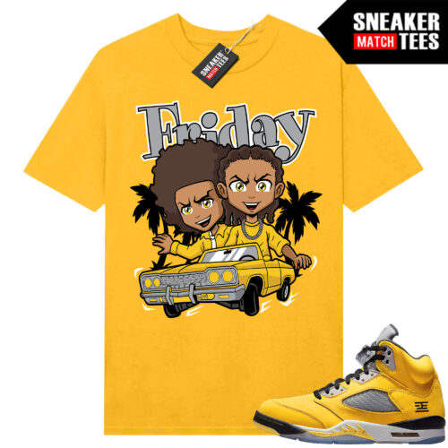 Jordan 5 Tokyo Sneaker Match Tees Yellow Friday Parody