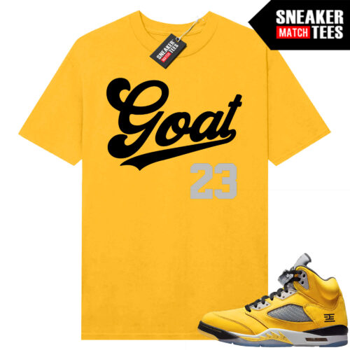 Jordan 5 Tokyo Sneaker Match Tees Yellow Goat Script