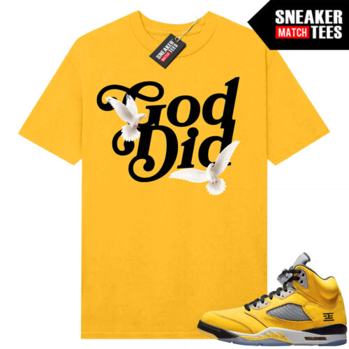 Jordan 5 Tokyo Sneaker Match Tees Yellow God Did Doves