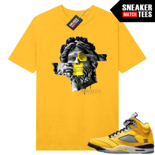 Jordan 5 Tokyo Sneaker Match Tees Yellow Greek Skull