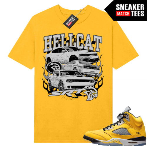 Jordan 5 Tokyo Sneaker Match Tees Yellow Hellcat