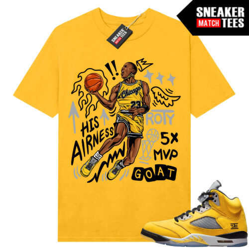Jordan 5 Tokyo Sneaker Match Tees Yellow His Airness