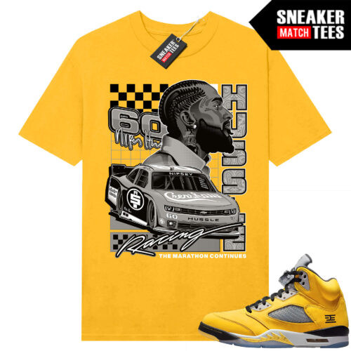 Jordan 5 Tokyo Sneaker Match Tees Yellow Hussle Racing