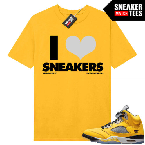 Jordan 5 Tokyo Sneaker Match Tees Yellow I Love Sneakers
