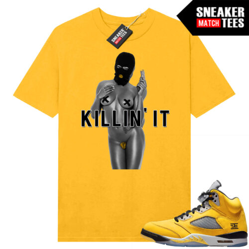 Jordan 5 Tokyo Sneaker Match Tees Yellow Killin it