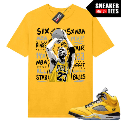 Jordan 5 Tokyo Sneaker Match Tees Yellow MJ Jumper