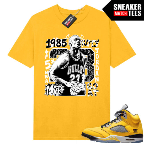Jordan 5 Tokyo Sneaker Match Tees Yellow MJ Rookie Remix