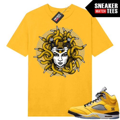 Jordan 5 Tokyo Sneaker Match Tees Yellow Medusa Kicks