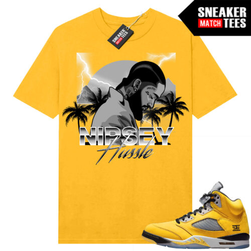 Jordan 5 Tokyo Sneaker Match Tees Yellow Nipsey Paradise