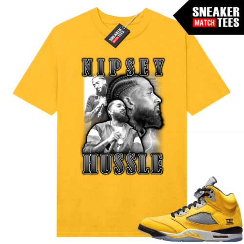 Jordan 5 Tokyo Sneaker Match Tees Yellow Nipsey Rap tee