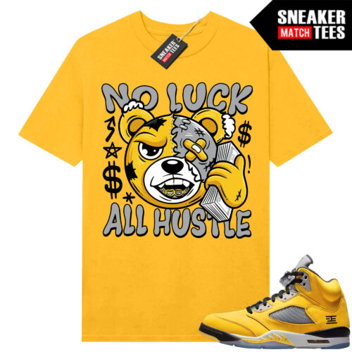 Jordan 5 Tokyo Sneaker Match Tees Yellow No Luck Bear