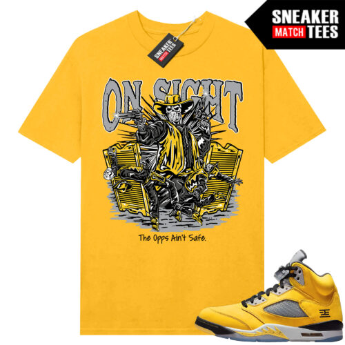 Jordan 5 Tokyo Sneaker Match Tees Yellow On Sight