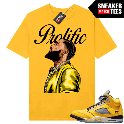 Jordan 5 Tokyo Sneaker Match Tees Yellow Prolific Nipsey